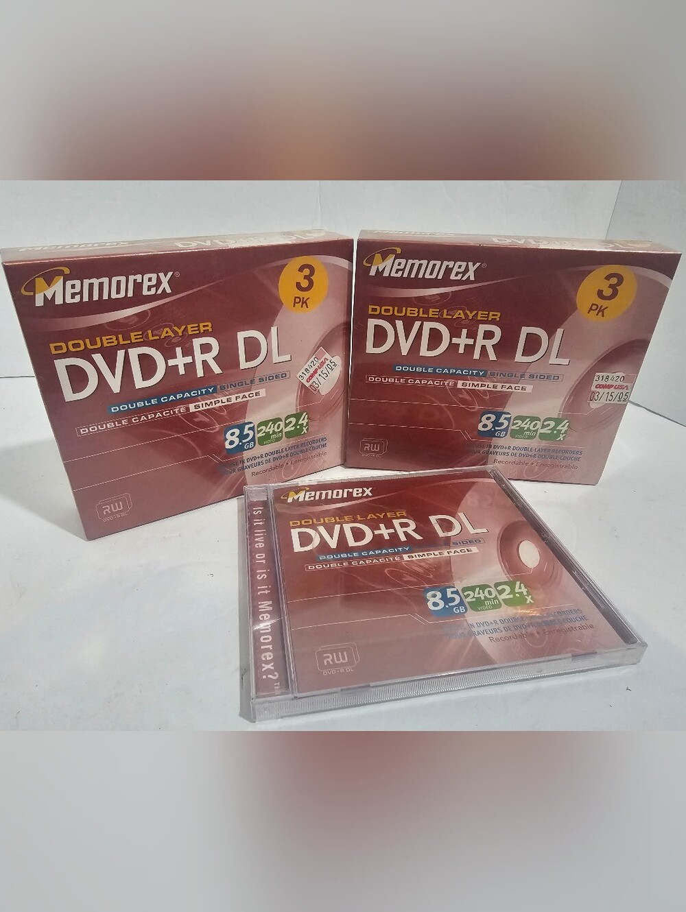 Memorex DVD+R DL 8.5 GB 240 Min 2.4x Double Layer 7 New Discs, "2" 3 Packs 1 Sgl